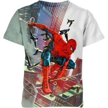 Web-Slinging Action: Trendy and Relaxed Spider-man Man T-Shirt in Multicolor
