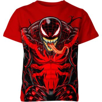 Distressed Menace - Venom Face Distressed T-Shirt in Striking Red