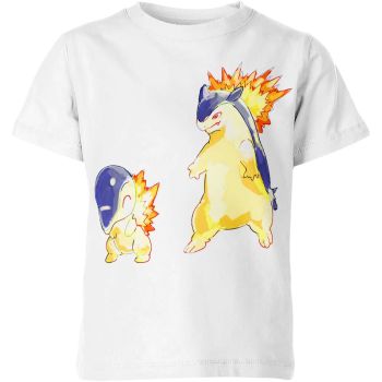 Cyndaquil and Typhlosion White DQS Shirt