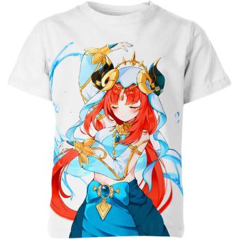 Nilou in Elegant White and Blue Shirt