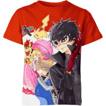 Nintendo Game Shirt in Vibrant Orange and Multicolor