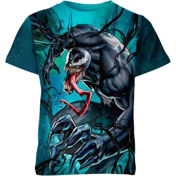 Radiant Darkness: Green Venom Face Glow in the Dark T-Shirt