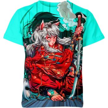 Inuyasha Shirt - Enchanted Forest Guardian - Playful Charm of Forest Green Magic