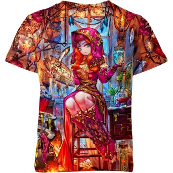 Whimsical Magic - Enchanting Orange and Multicolor Witch Shirt