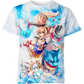 Pure White and Blue Mega Blastoise Azumarill Marill Shirt