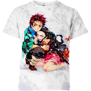 Tanjiro And Nezuko From Demon Slayer Shirt - White