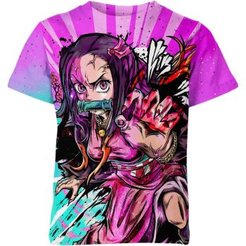 Mysterious Purple-Multicolor Nezuko Kamado From Demon Slayer Shirt