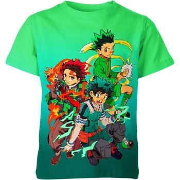 Gon Tanjirou Deku Anime Heroes Green Shirt - Unite the Heroes