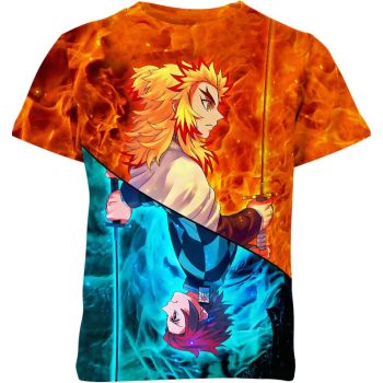 Harmonious Dualism: Rengoku and Tanjiro From Demon Slayer Shirt