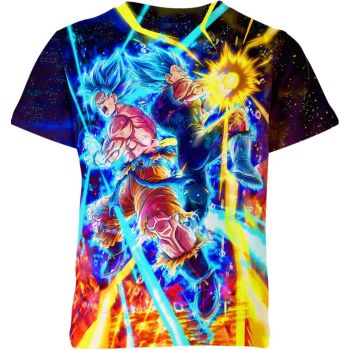 Goku X Vegeta Fusion Extravaganza Shirt - Embrace the Dazzling Colors