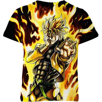 Bold Yellow and Black Dio Brando Jojo's Bizarre Adventure Shirt - High-Quality Mystery