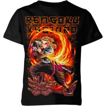 Sleek and Mysterious Black Kyojuro Rengoku From Demon Slayer Shirt