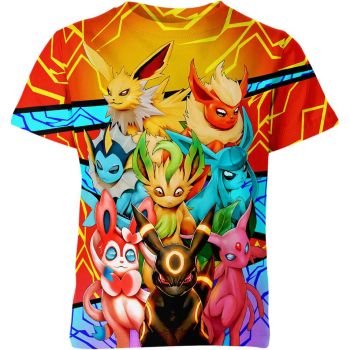 Vibrant Multi colored Eevee Evolution From DQS Shirt Embrace Ever changing Potential!