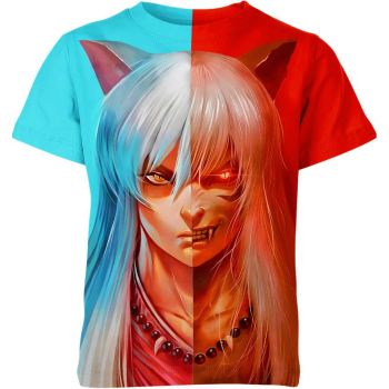 Inuyasha Shirt - Azure Passionate Duo - Mesmerizing Harmony of Blue and Red