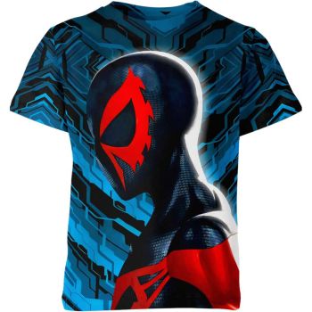 Silhouette Spidey: Fashionable and Cozy Spider-man Man T-Shirt in Blue