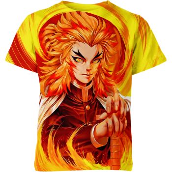 Golden Radiance: Rengoku Kyoujuro From Demon Slayer Shirt
