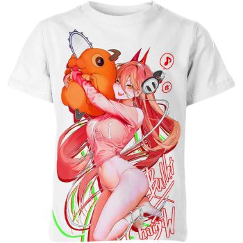 Resolute Power - White Pochita X Power From Chainsaw Man Shirt