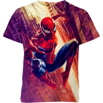 Glitch in the System: Trendy and Relaxed Spider-man Man T-Shirt in Red