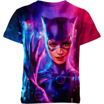 Purple Catwoman Vs Batman Shirt - A Tumultuous Dance of Shadows and Conflict