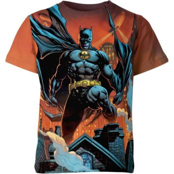 Batman: Stylish and Trendy White T-Shirt with Brown and Blue Accents