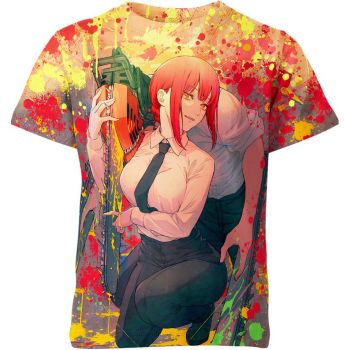 Luminous Yellow and Fiery Red Makima and Chainsaw Devil Shirt