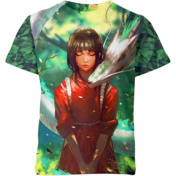 Haku and Chihiro Ogino in Spirited Away From Studio Ghibli Shirt - Verdant Enchantment