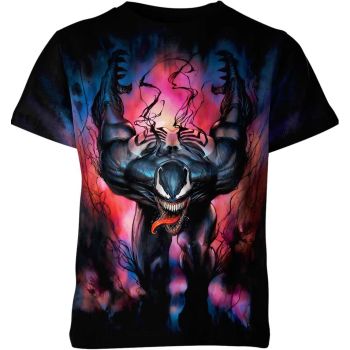 Stenciled Venom - Venom Face Stencil T-Shirt in Deep Black