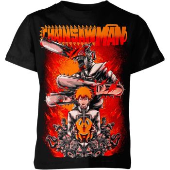 Fiery Red and Mysterious Black Denji Chainsaw Man Shirt - High-Quality Adventure