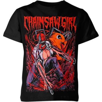 Chainsaw Companion - Black Pochita And Denji From Chainsaw Man Shirt