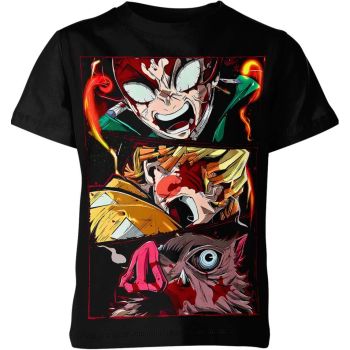 Trio of Courage: Tanjiro, Zenitsu, and Inosuke in Charcoal