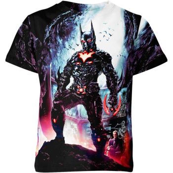 Showcasing Futuristic Superhero with the Batman Beyond T-Shirt in Yellow