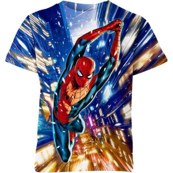Circular Adventure: Casual and Cozy Spider-man Man T-Shirt in Blue