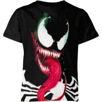 Splattered Venom - Venom Face Splatter T-Shirt in Deep Black