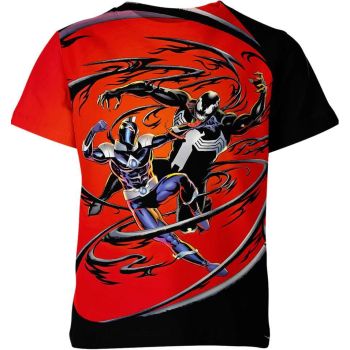 Doodled Venom - Venom Face Doodle T-Shirt in Fiery Red