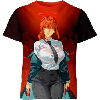 Rich Red-Brown Makima From Chainsaw Man Shirt
