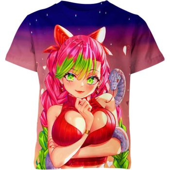 Playful Pink Multi-Colored Mitsuri Kanroji From Demon Slayer Shirt