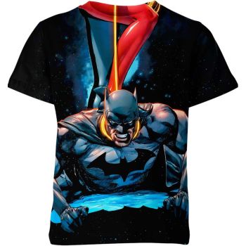 Batman: Bold and Dynamic Black T-Shirt with Blue Accents