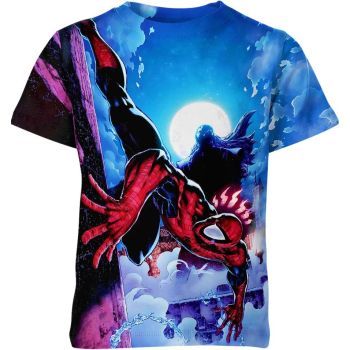 Fiery Fury: Comfy and Fashionable Spider-man Man T-Shirt in Blue
