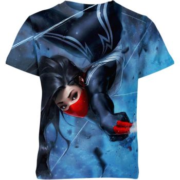 Embrace Heroism - Silk in Spider-man Man Universe Shirt in Dashing Blue with a Casual Flair