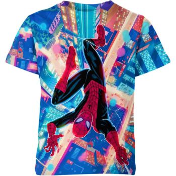 Stenciled Slinger: Casual and Trendy Spider-man Man T-Shirt in Blue