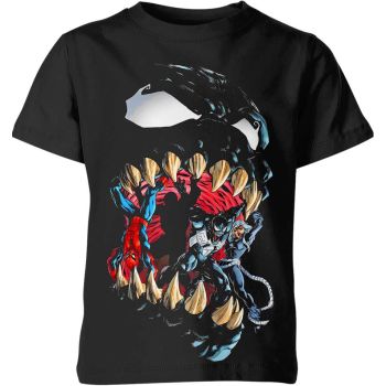 Glittering Venom - Venom Face Glitter T-Shirt in Deep Black