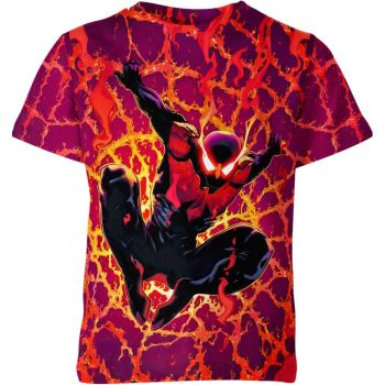 Colorful Spatter: Fashionable and Comfy Spider-man Man T-Shirt in Red
