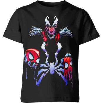 Patchwork Venom - Venom Face Patchwork T-Shirt in Deep Black