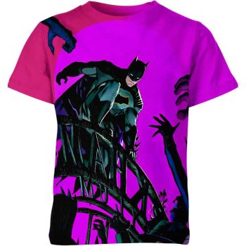 Batman: Mysterious and Stylish Grey Vibes Purple and Black T-Shirt