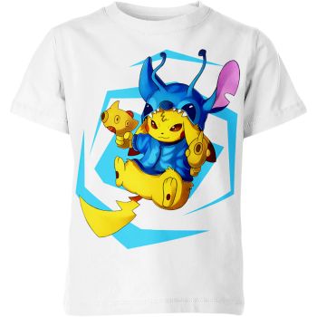 Adorable Experiment White Pikachu x Stitch Shirt