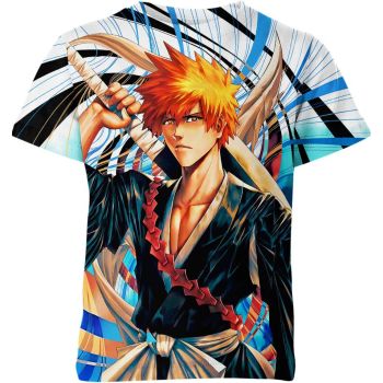 Ichigo Kurosaki From Bleach Shirt - Azure Watercolor Dream!