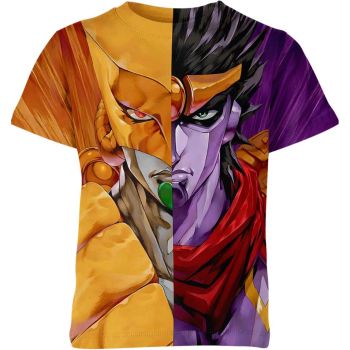 Star Platinum And The World From Jojo's Bizarre Adventure Shirt - Yellow-Purple