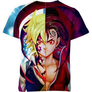 Vibrant Purple and Multicolored Meliodas And Zeldris Shirt