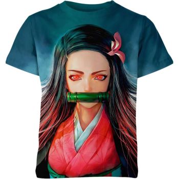 Aqua Green Nezuko Kamado from Demon Slayer Shirt