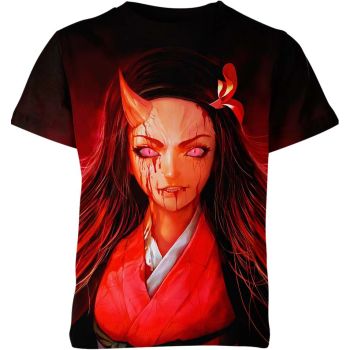 Bold Black and Red Nezuko Kamado from Demon Slayer Shirt